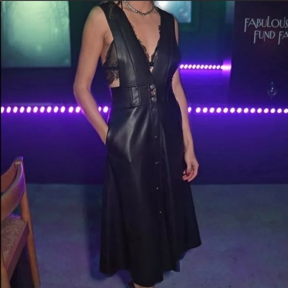 NWT ZARA Bloggers Favorite Faux Leather Midi Dress